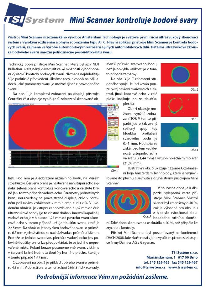 2008 NDT Bulletin, č. 1 - Mini Scanner kontroluje bodové svary