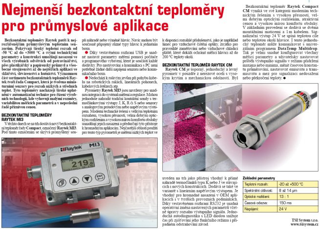 2010 Technický týdeník, č.13 - Nejmenší bezkontaktní teploměry pro průmyslové aplikace