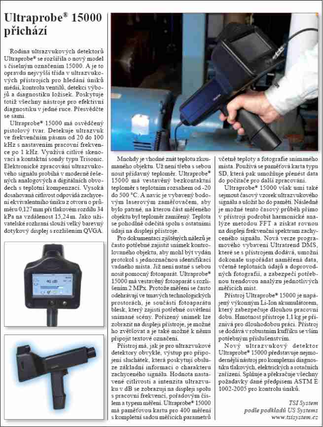 Článek Řízení a údržba průmyslového podniku, č.4 - 2010, Ultraprobe 15000 přichází