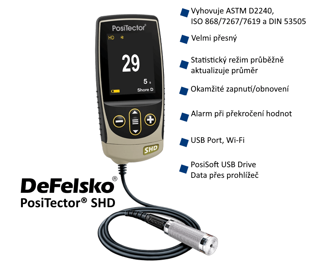 Výhody přístroje PosiTector SHD pro měření na stupnici tvrdosti Shore