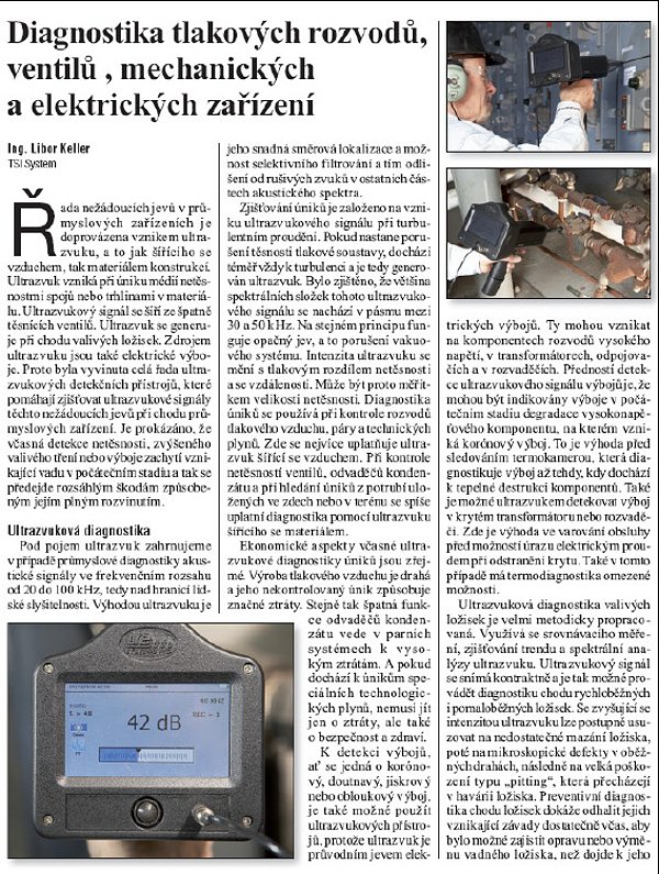 Článek 2011 - Diagnostika tlakových rozvodů, ventilů, mechanických a elektrických zařízení