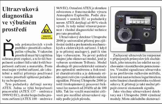 Ultrazvuková diagnostika ve výbušném prostředí, článek Řízení a údržba průmyslového podniku, č.5, 2010
